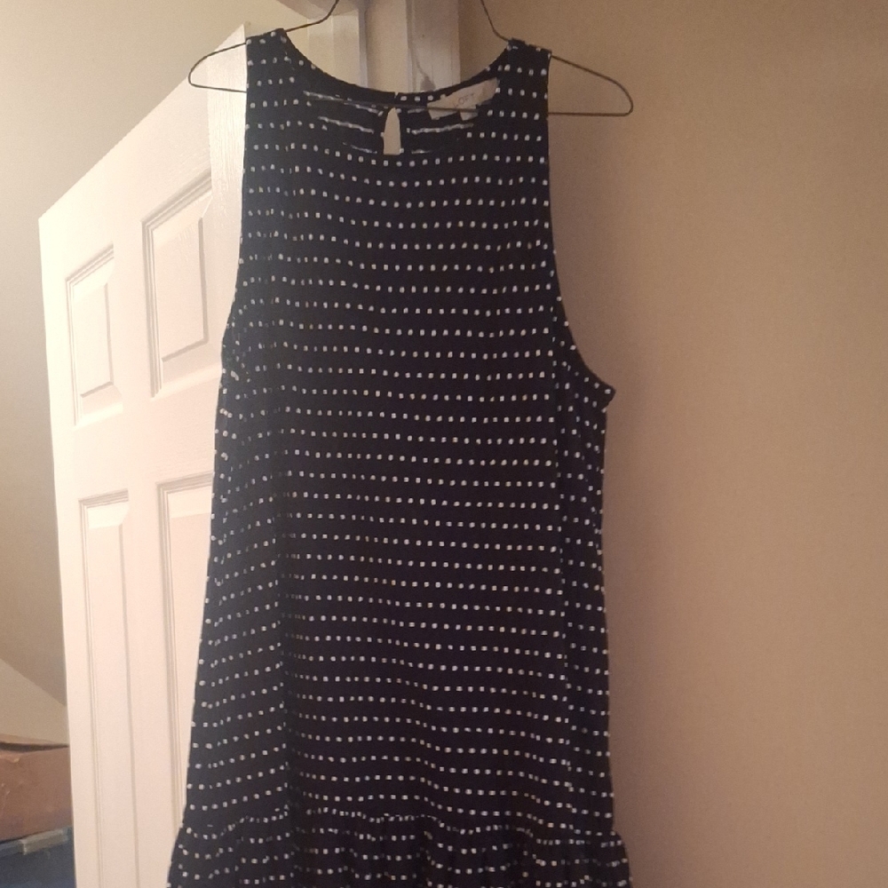 LOFT Navy and White Polka Dot Top